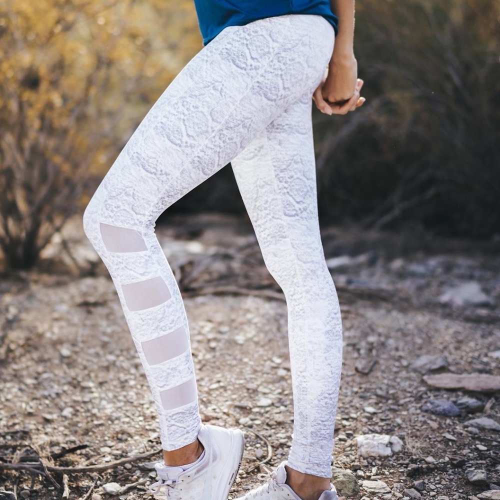 Senita Athletics 7/8 Fierce Pants - White Snake Print